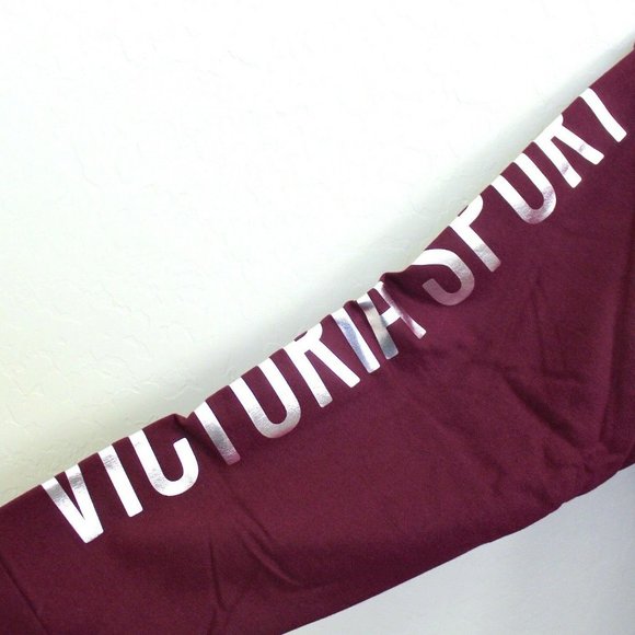 Victoria's Secret Sport Shine Logo Fleece Crew Slouchy Sweater Maroon Size M - Picture 2 of 3